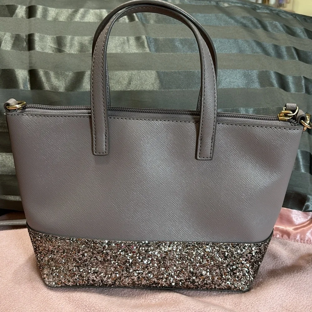 Kate Spade Ina Greta Court Cityscape Satchel Crossbody in Grey/ Glitter - Picture 3 of 11
